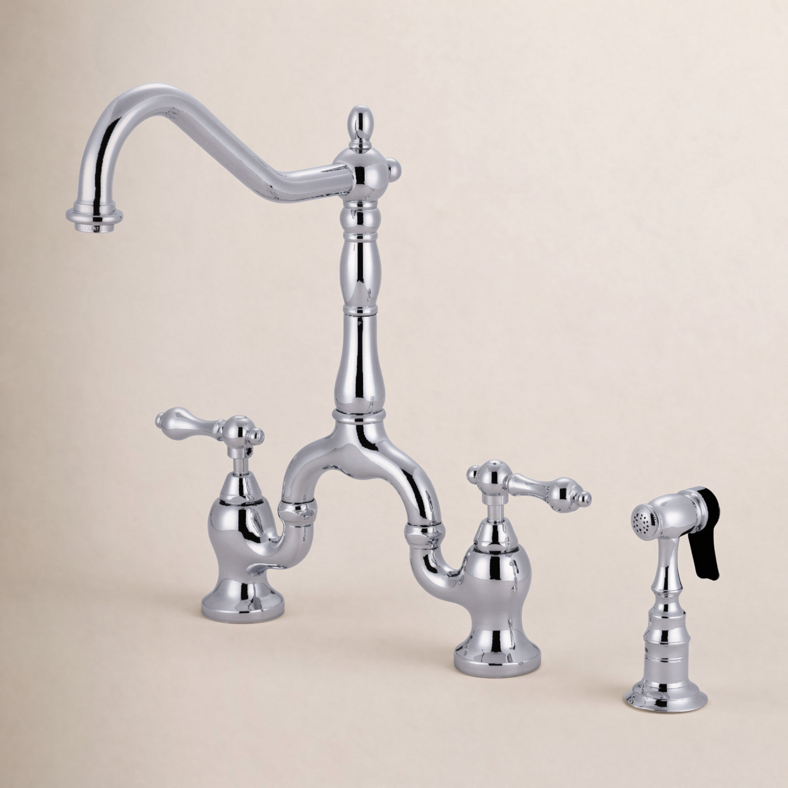 Kingston Brass English Country Bridge Faucet, Polished Chrome