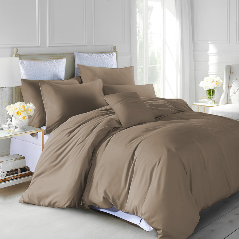 Marnisha Microfiber / Polyester Solid Colour Duvet Cover Set with Pillowcases, Beige