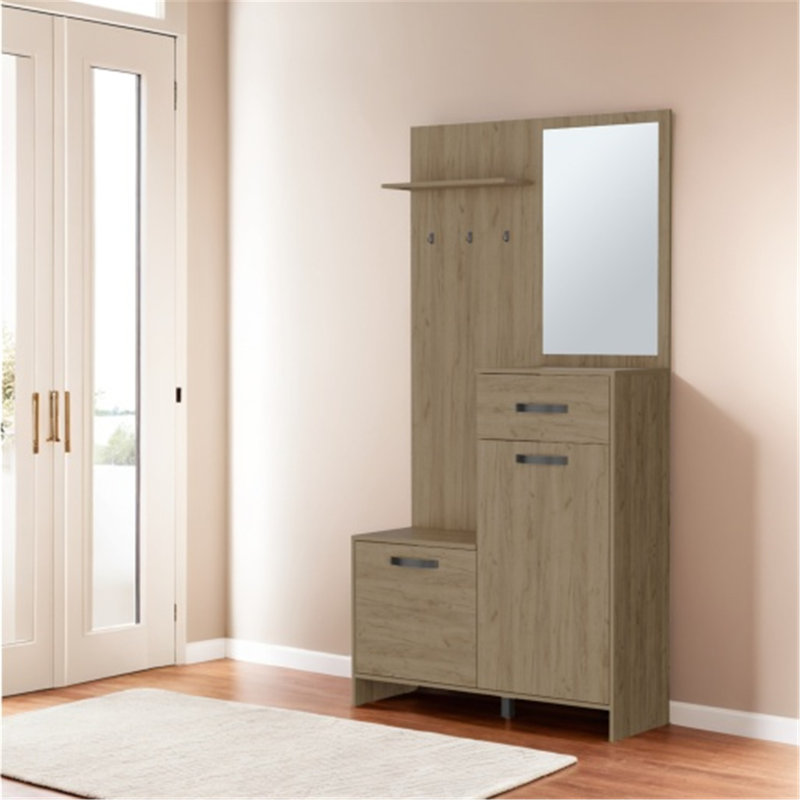 Versatile Multistorage Hall Tree with Mirror for Stylish Entryways