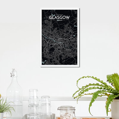 Carte de la ville de Glasgow, impression à l'encre