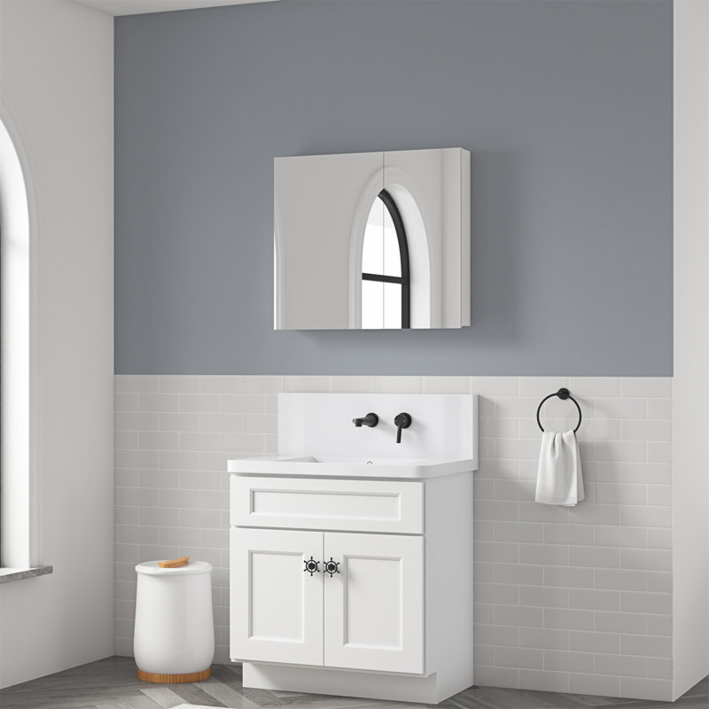 Pharmacie pour salle de bain avec miroir à bords biseautés 30 po x l 26 po, H 26 po x l 30 po x P 4,8 po