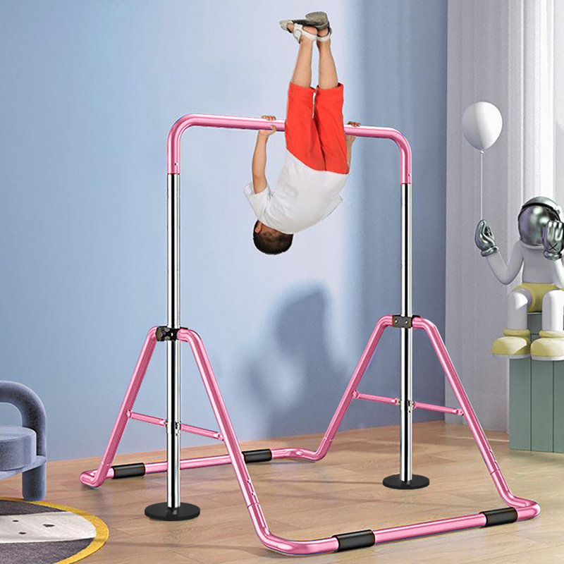 Barres de gymnastique, barres d'entraînement pour la maison, barres horizontales pliantes à hauteur réglable, Rose