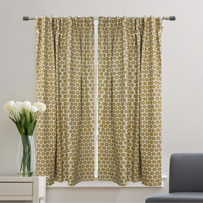 Natural Linen Curtain Hand Block Printed Perfection, Bulbul, Brown