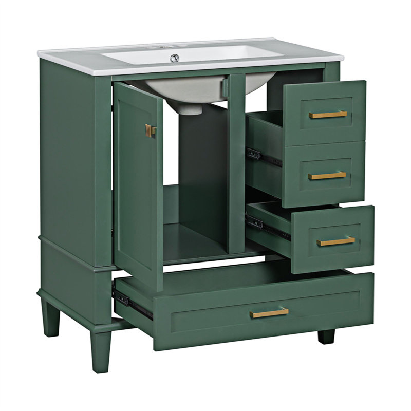 Ensemble de meuble-lavabo moderne avec lavabo, Vert