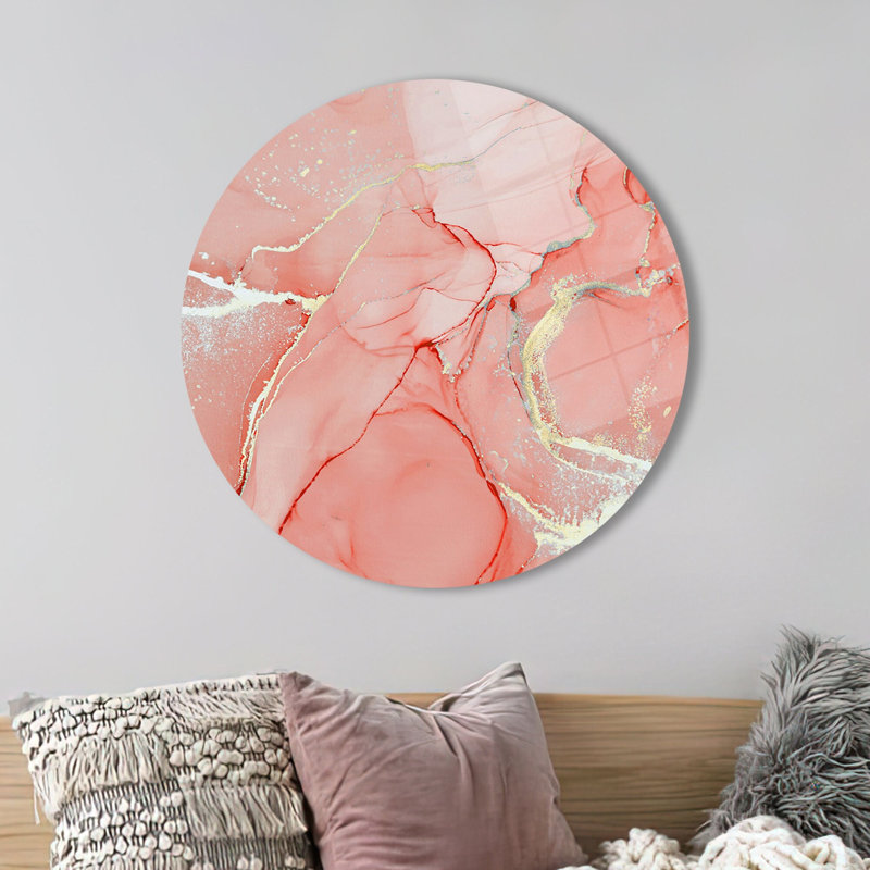 Art mural en verre scintillant or et verre de corail avec des éléments d'art mural pour une décoration contemporaine