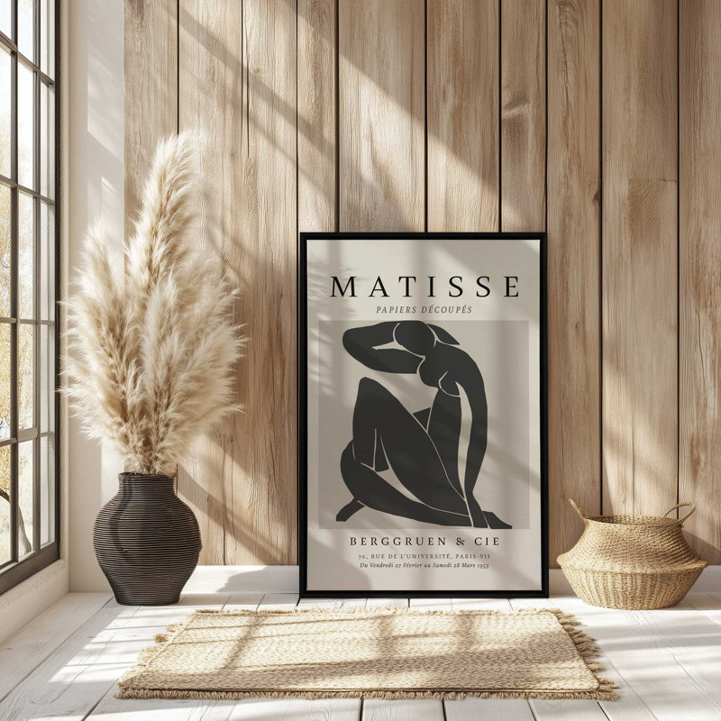 Matisse's Nude II en noir, Cadre flottant or poli, H 48,75 po x l 32,75 po x P 1,75 po