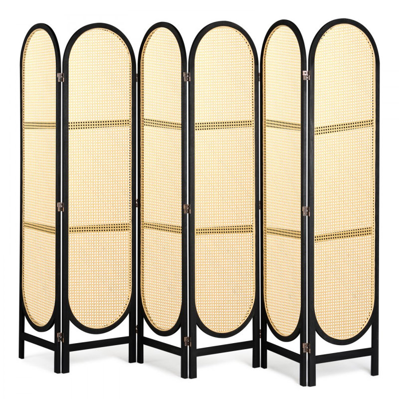 180.1cm H Solid Wood Folding Room Divider, 6, 180.1cm H x 274.1cm W x 1.8cm D