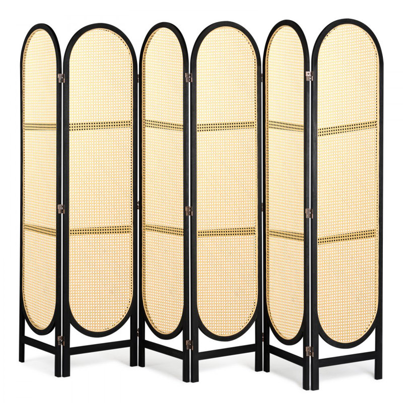 180.1cm H Solid Wood Folding Room Divider, 6, 180.1cm H x 274.1cm W x 1.8cm D