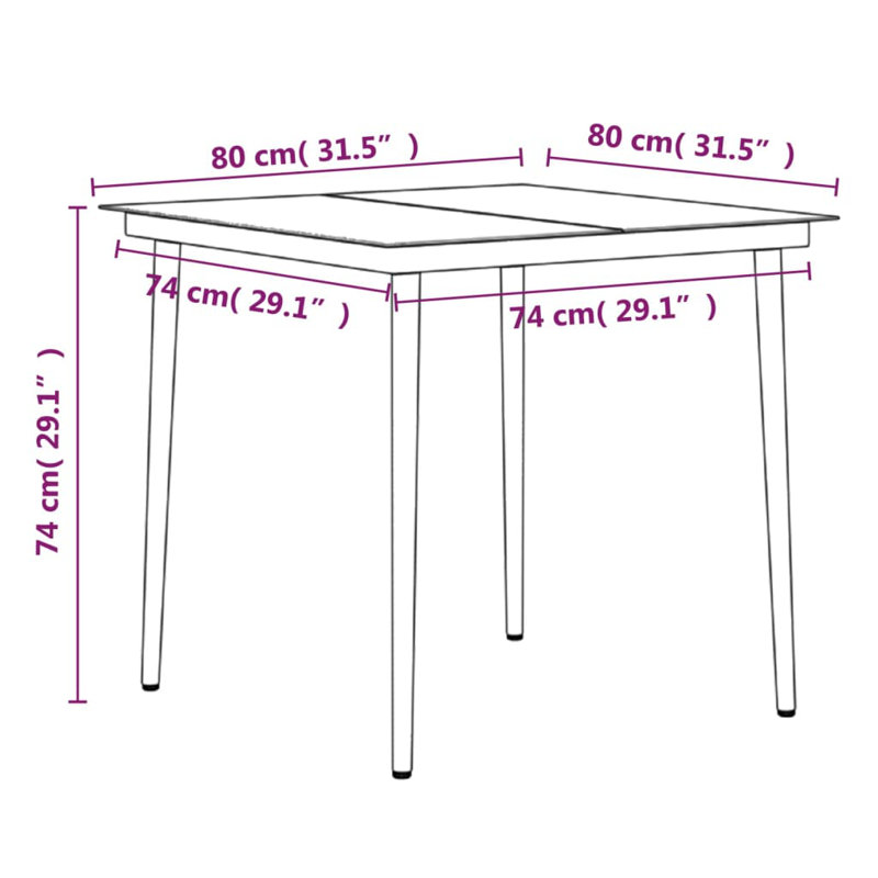 Ensemble bistro 2 personnes Caitlyn-Rose, 2, Gris, H 29,1 po x l 31,5 po x P 31,5 po