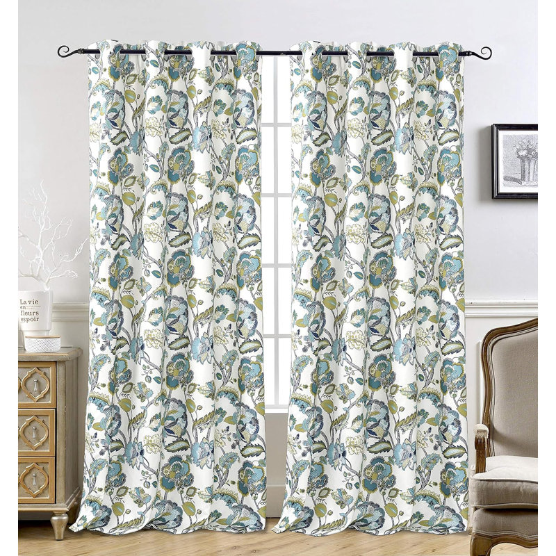 Zayas Room Darkening Curtain Pair, 52" W x 96" L, Teal Gray