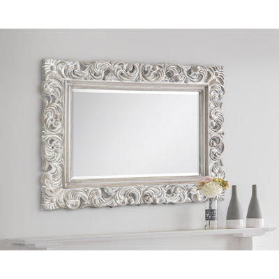 LaMoure Framed Wall Mounted Accent Mirror in Antique White