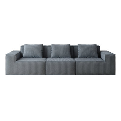 Modern Sleeper Sofa Couches For Living Room-118" 3 Seater Lounge Cloud Couch-No Assembly Required With 3 Toss Pillows,Modular Corduroy Convertible Ful by Latitude Run