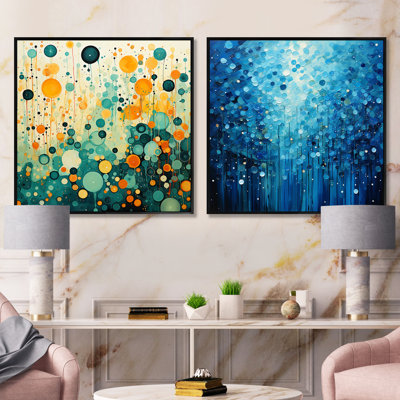 Magenta Magic - Ensemble de 2 collages abstraits carrés