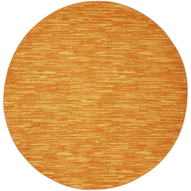 Mullican Sandy Solid Sunburst Orange Easy Care Indoor/Outdoor Area Rug, Round 8'