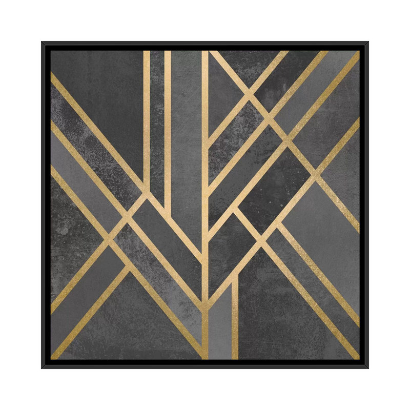 «Art Deco Geometric I» par Elisabeth Fredriksson - impression d'art graphique, Toile avec cadre noir