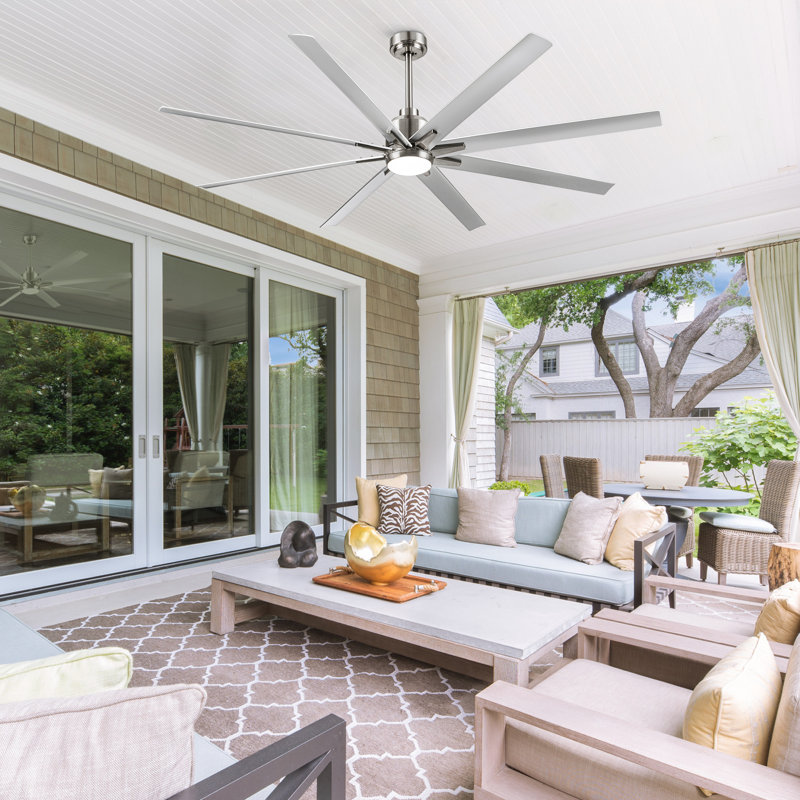 Oversized Windmill - Blade Modern Farmhouse Standard LED Ceiling Fan with Remote Control and Light Kit Included, 72"