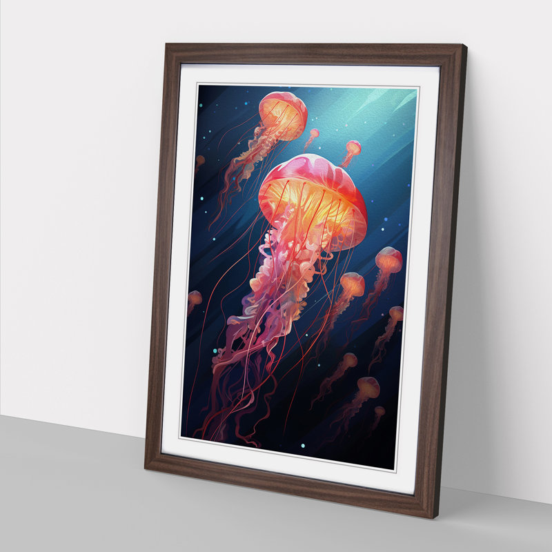 Jellyfish Constructivism - Framed Print, Walnut , 46cm H x 34cm W x 2cm D