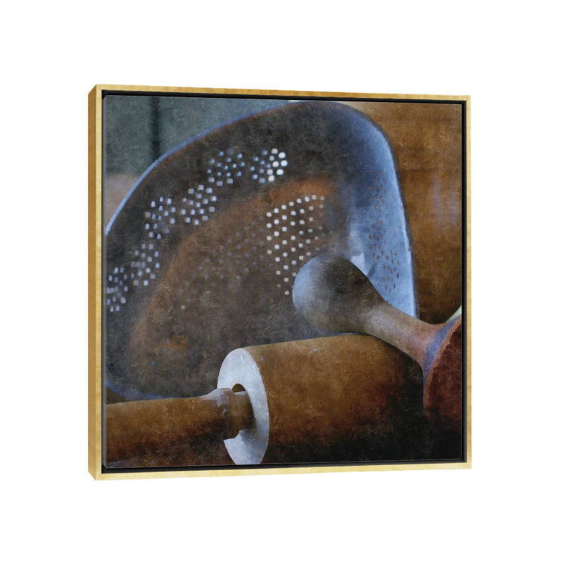 Cuisine rustique I, Cadre doré, H 12 po x l 12 po x P 1,5 po