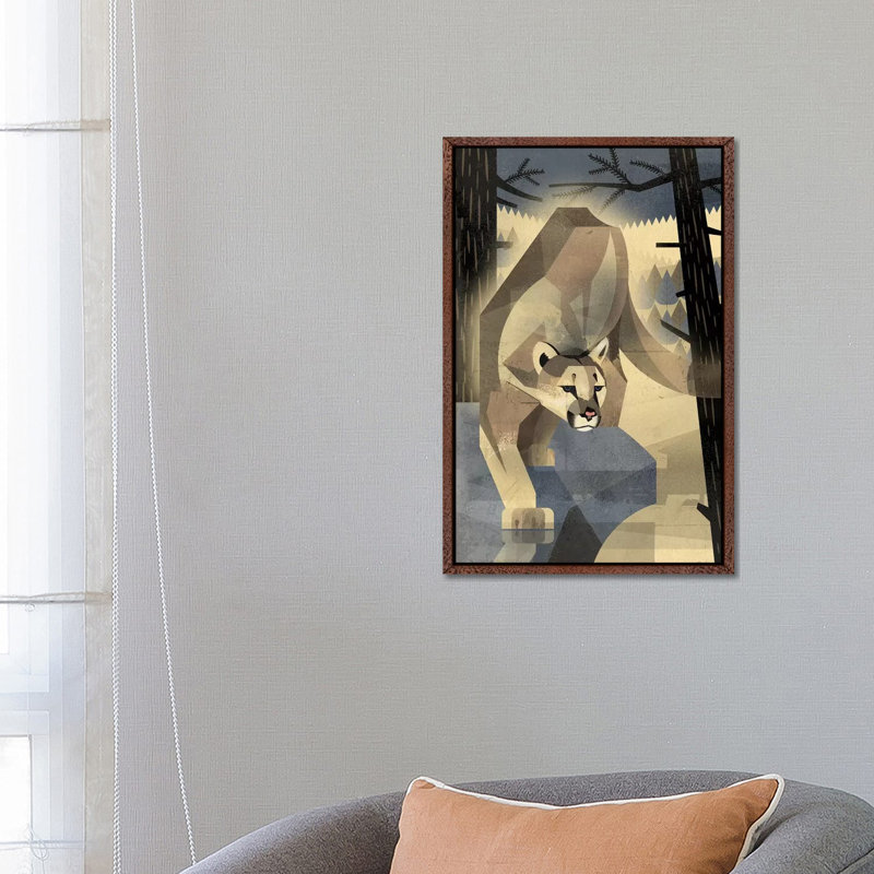 Mountain Lion by Dieter Braun - Print on Canvas, 66.04 cm H x 45.72 cm W, Classic Brown Wood Framed