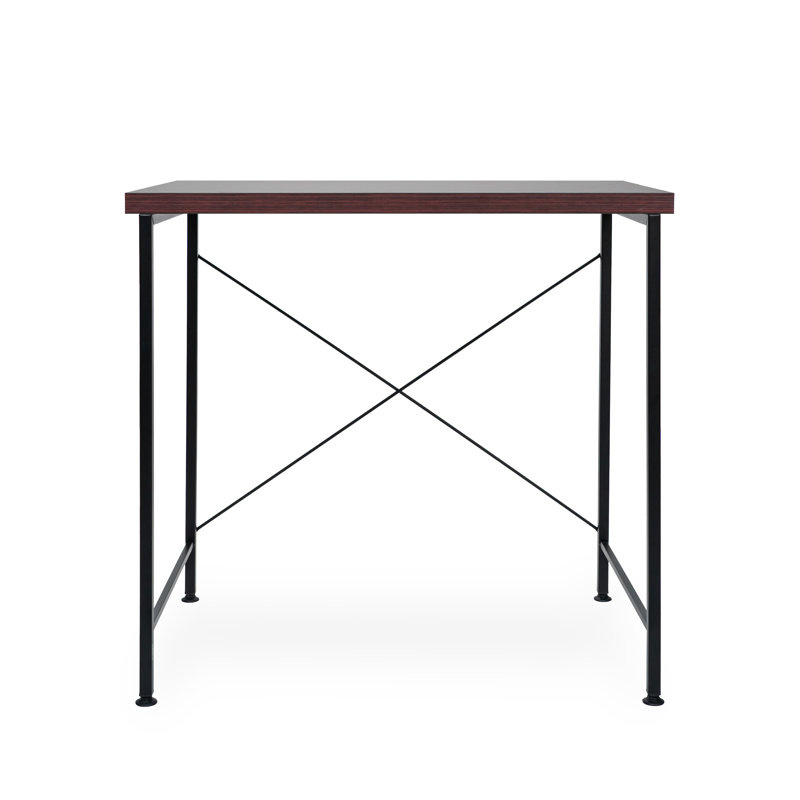 Malasha Metal Base Writing Desk, Black, Mahogany