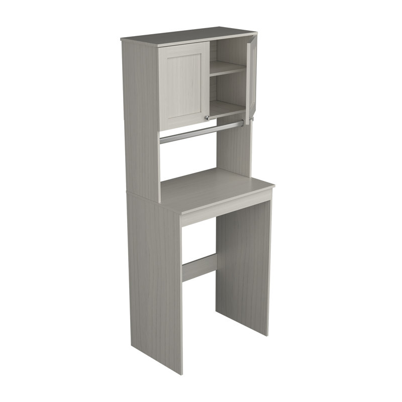 Washed Oak Freestanding Laundry Cabinet with Adjustable Shelving
