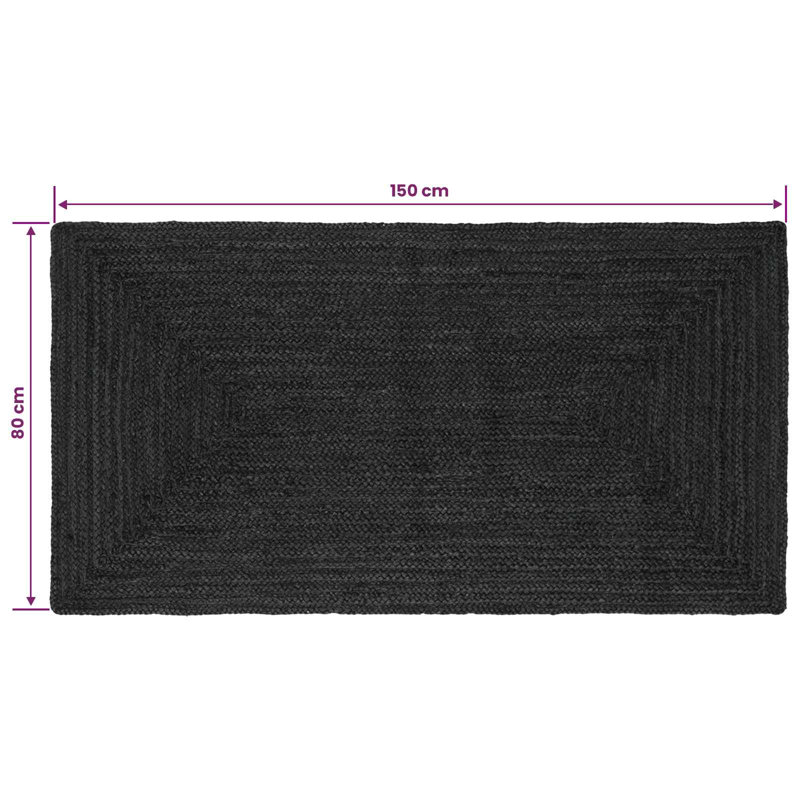 Solid Colour Hand Braided Area Rug, Rectangle 80 x 150 cm