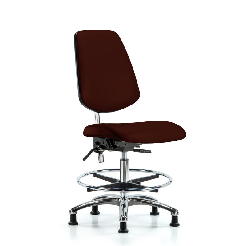Miah Vinyl Drafting Chair, Burgundy, Glides, Not Included