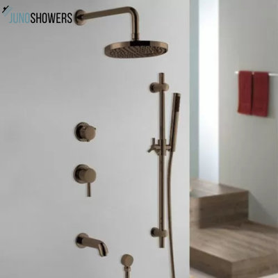Système de douche 8 pouces en acier inoxydable avec valve thermostatique et douchette, fixation murale