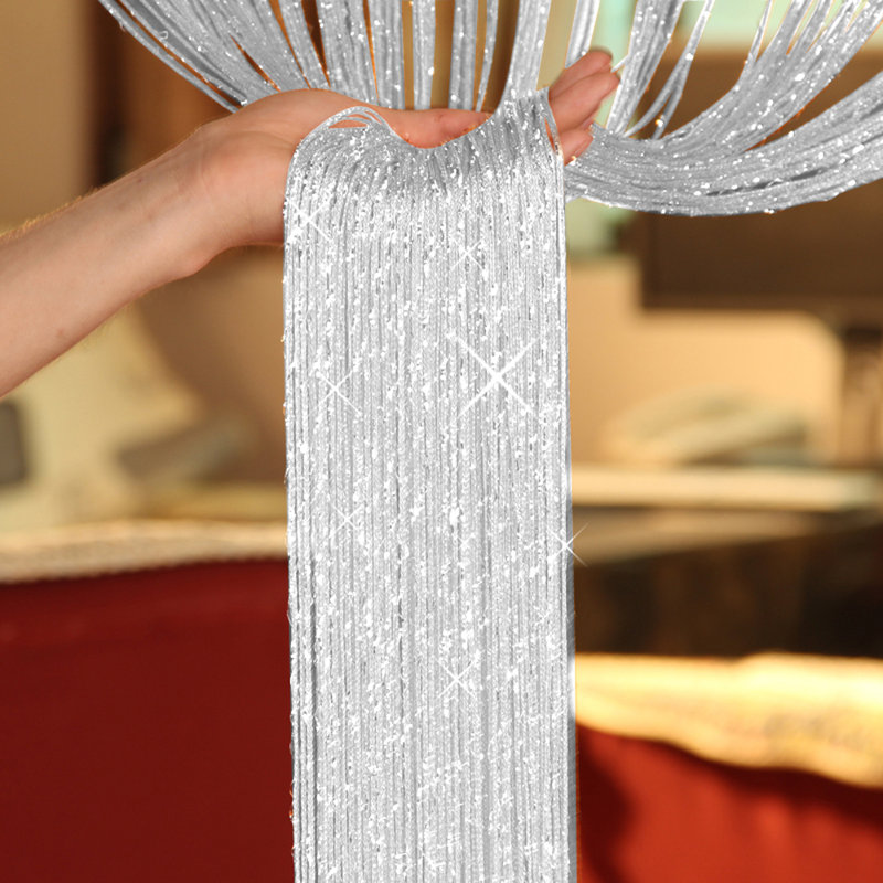 TRIXES White Dew Drop Door String Curtain – Decorative Glitter Screen Room Divider