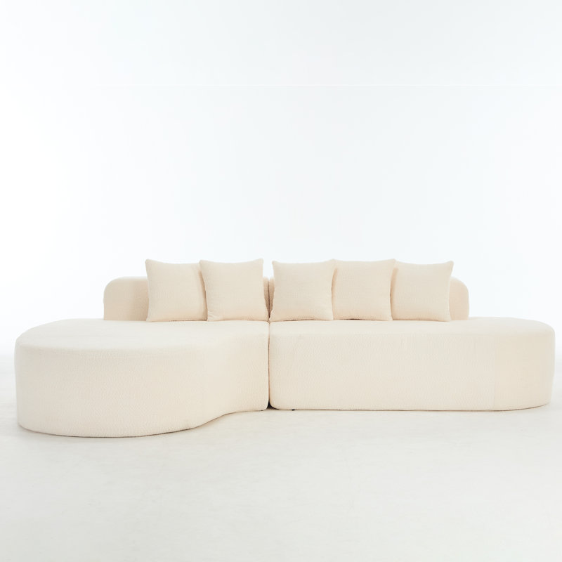 Canapé modulaire confortable ivoire, flanelle de luxe pour salon moderne