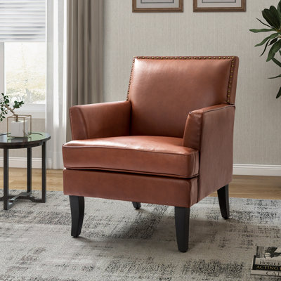 Celadon 27.5'' Wide Faux Leather upholstered Armchair with Nailhead Trim and Solid Wood Legs