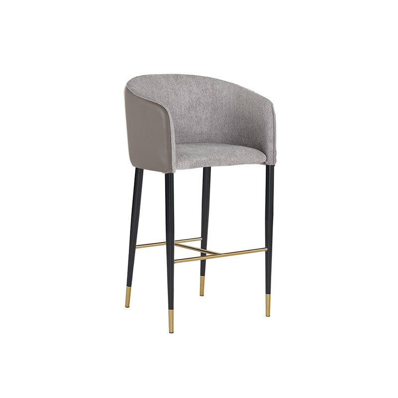 Asher Barstool - Sparrow Grey / Napa Black, Bar Stool (30" Seat Height), Black