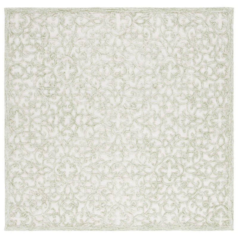 Trella Hand Tufted Wool And Cotton With Latex Floral Rug, Square 6'