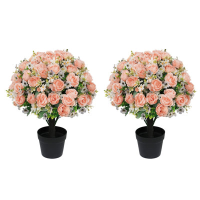 Topiaire de buis artificiel 24 po avec fleurs de pivoines crème, plante en pot pour l'intérieur, extérieur, porche, entrée, patio, jardin, maison, printemps, été, automne, décoration saisonnière