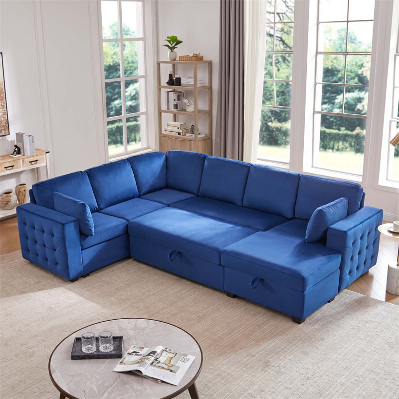Canapé-lit convertible convertible avec méridienne avec rangement, canapé-lit modulaire surdimensionné en forme de U, idéal pour une vie confortable et peu encombrante