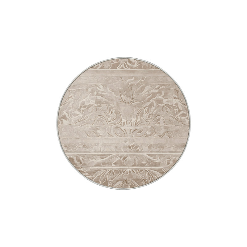 Tapis beige lavable à la machine, Rond 5 pi