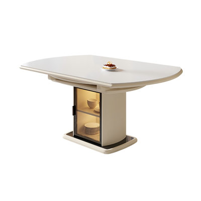 Sintered Stone Solid Wood Rubberwood White Dining Table