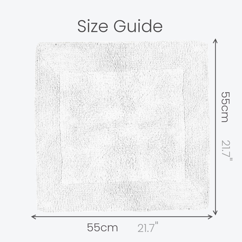 Nagelly Reversible Square Bath Mat, White