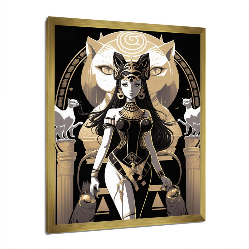 Glamour Goddes - Illustration rétro de chats blancs, H 20 po x l 12 po x P 1 po, Cadre doré à une seule photo