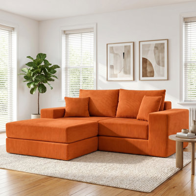79.5" Modular Cloud Sectional Sofa L-Shaped Deep Seat Upholstered Sleeper Couch With Removable Ottoman - No Assembly Required