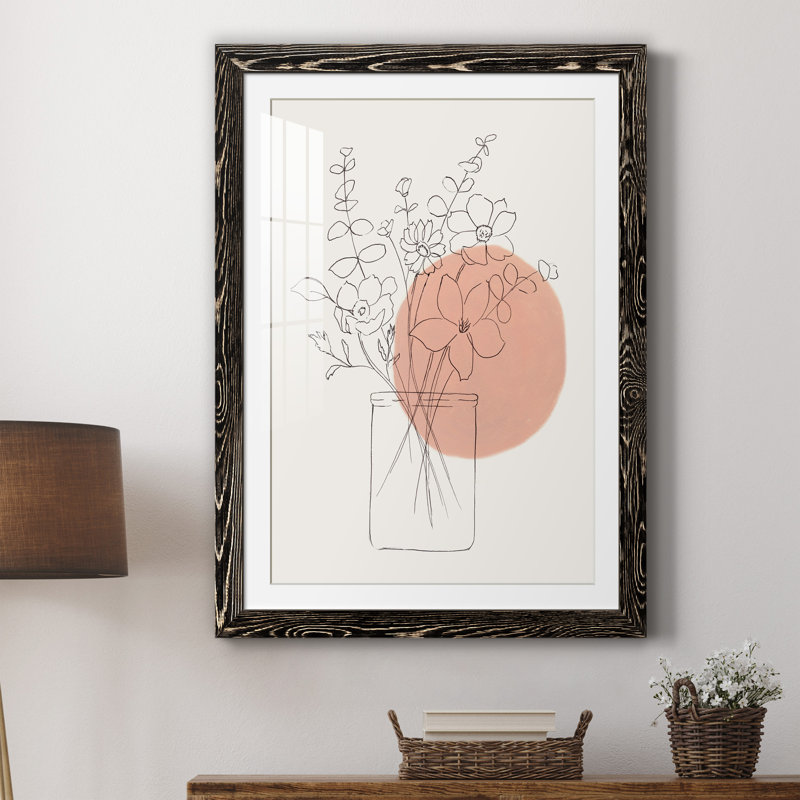 Contemporary Wildflower Bouquet - Peinture encadrée, Papier encadré noir, H 44 po x l 31 po x P 1 po