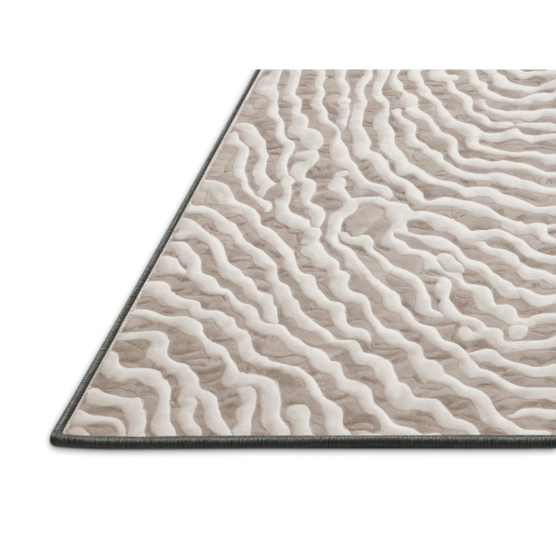 Tapis gris soyeux et moelleux, Rond 3 pi