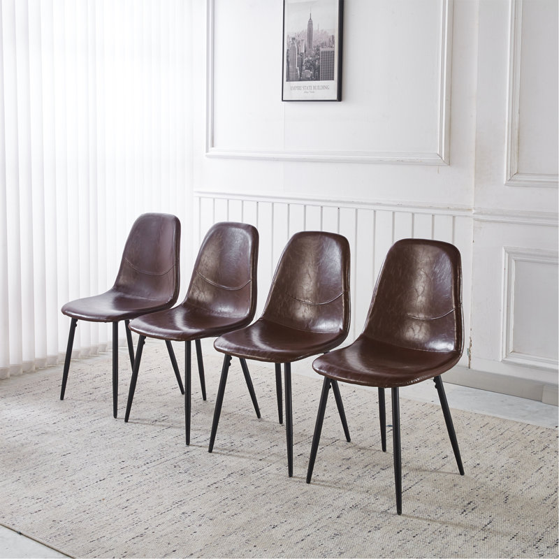 Chaise en PVC 4 pièces brun, Brun