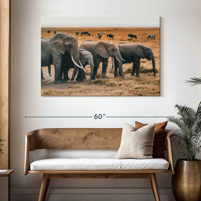 Troupeau d'éléphants Bramos Amboseli, H 32 po x l 48 po