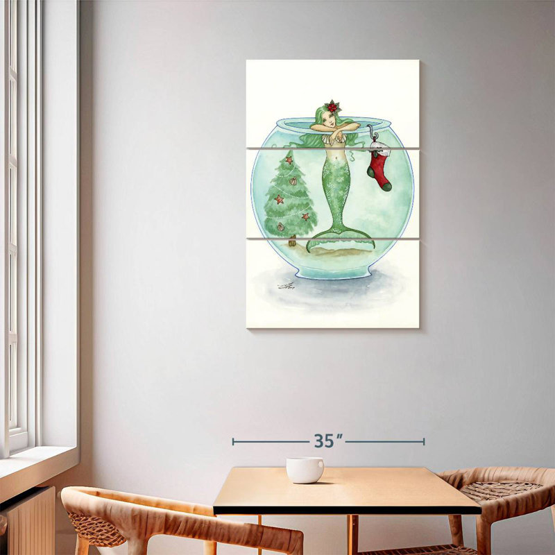 Kelan sirène en attente du père Noël, H 57 po x l 36 po