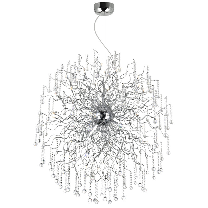 Lustre sphérique spoutnik à 48 lumières avec accents de cristal Mario