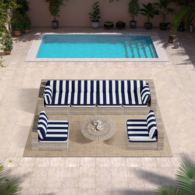 14-piece Outdoor Cushions For Patio Furniture, 6 Seat Waterproof Replacement Cushion Set - High-density Foam, Fits Wicker & Rattan Sectional Sofas, Liner&cover