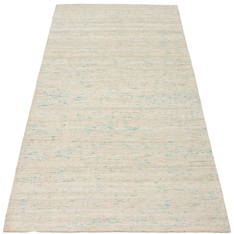 Tapis ivoire / bleu tissé à plat à la main Stempley