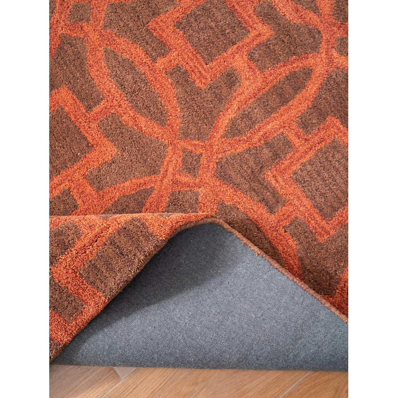 Bradford Hand Tufted Wool Eco-Friendly Area Rugs - Rectangle, Brown Orange Color, Geometric Modern Design, High Pile Thick Handmade Anti Skid Area Rugs for Living Room, Bed Room