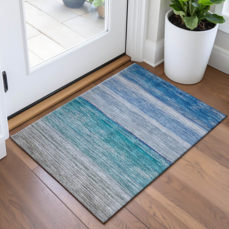 Premium Machine Washable Alijah AMF1252 Stripes Rug, Rectangle 1'8" x 2'6"